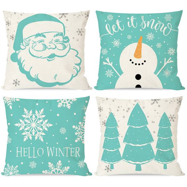 PANDICORN Blue Christmas Pillow Covers 18x18 Set of 2 Snowflake Christ