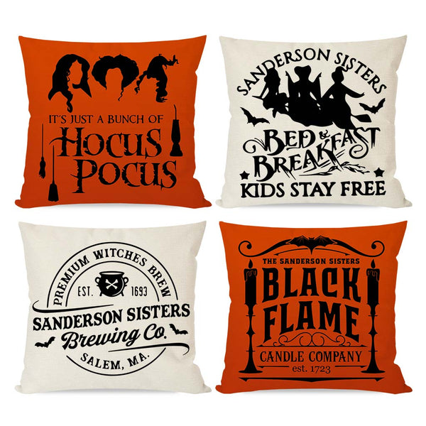 PANDICORN Halloween Pillow Covers 18x18 Set of 4 Hocus Pocus Sanderson