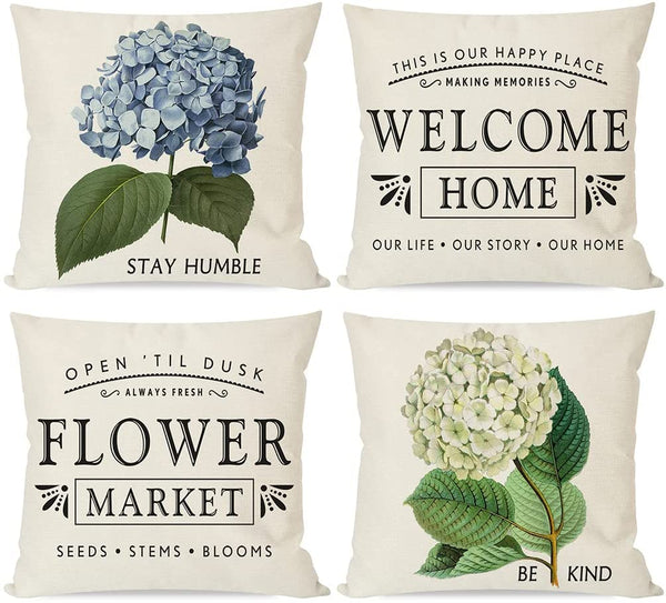 Farmhouse Spring Pillow Covers 18x18 Set of 4, Country Flower Market F –  PANDICORN