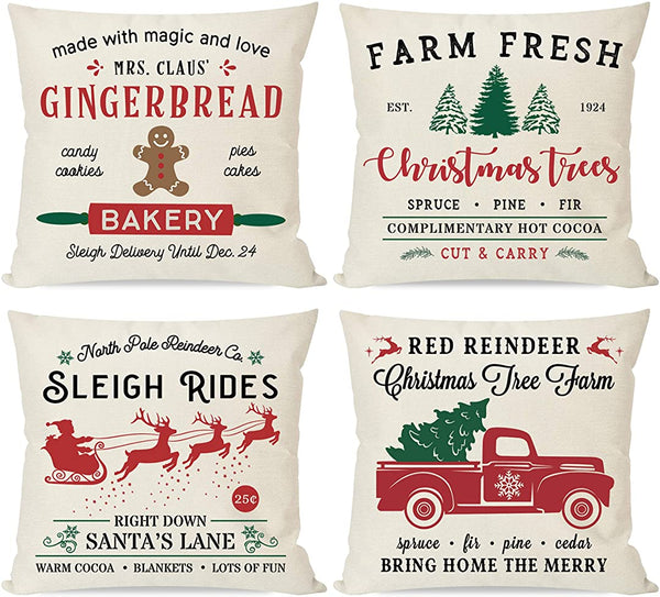GEEORY Christmas Pillow Covers 18x18 Inch Set Of 2, Blue