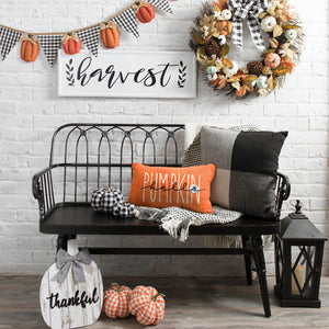 PANDICORN Black Stripe Fall Pillow Covers 12x20 Set of 2 Polka Dot Hello Pumpkin Outdoor