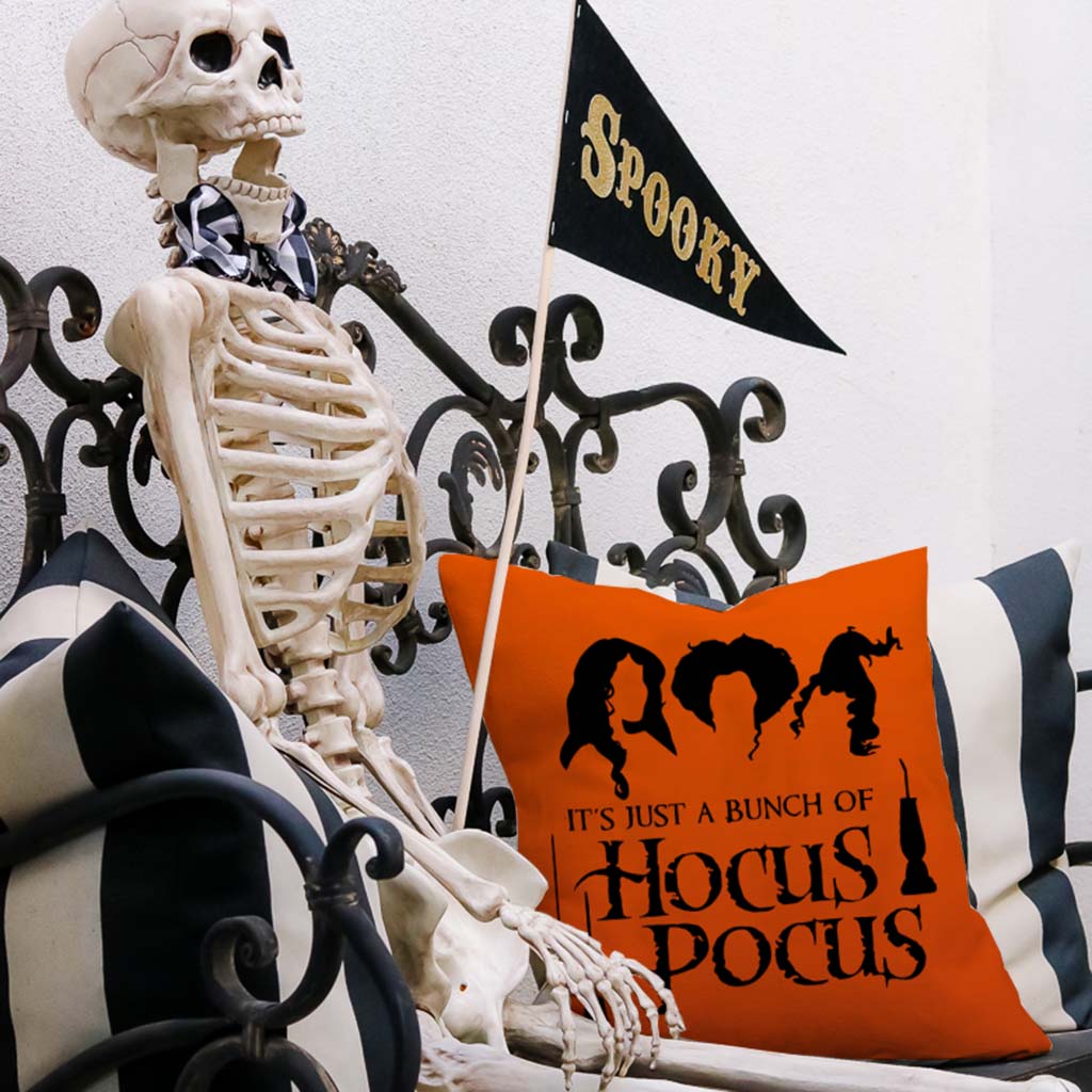 PANDICORN Halloween Hocus Pocus Pillow Covers 18x18 Set of 4 Sanderson Sisters Burnt Orange