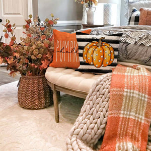 PANDICORN Black Striped Fall Pillow Covers 18x18 Set of 2  Polka Dot Hello Pumpkin Outdoor