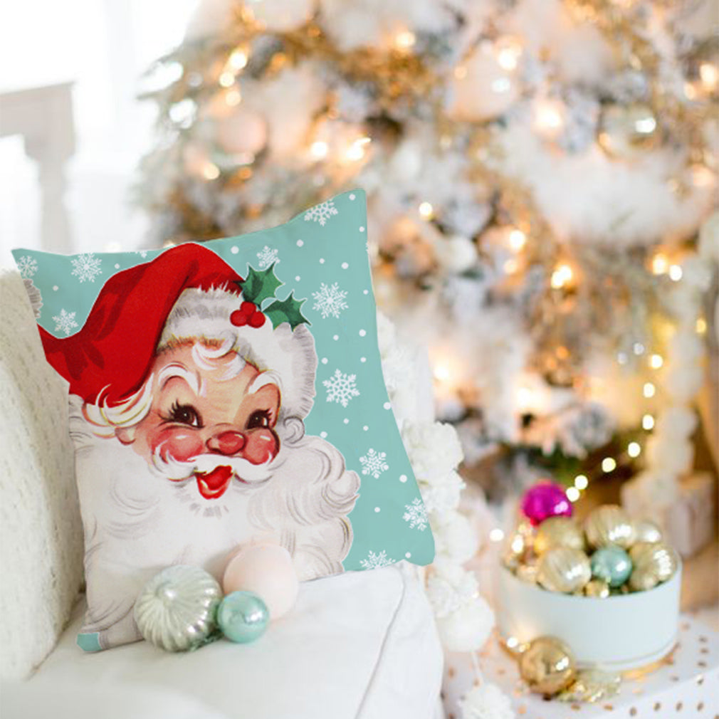 PANDICORN Vintage Christmas Pillow Covers 18x18 Set of 4 Santa Claus Snowman Farmhouse Christmas Decorations