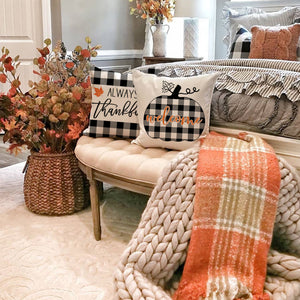PANDICORN Black Buffalo Plaid Check Fall Pillow Covers 18x18 Set of 4 Hello Pumpkin Leaf Welcome Outdoor