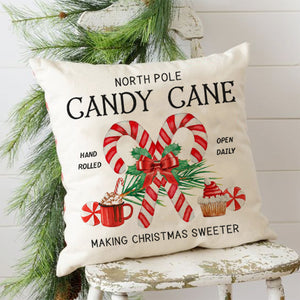 PANDICORN Christmas Pillow Covers 18x18 Set of 4 Gingerbread House Candy Cane Hot Cocoa Christmas Pillows Decorative Throw Pillows Cases