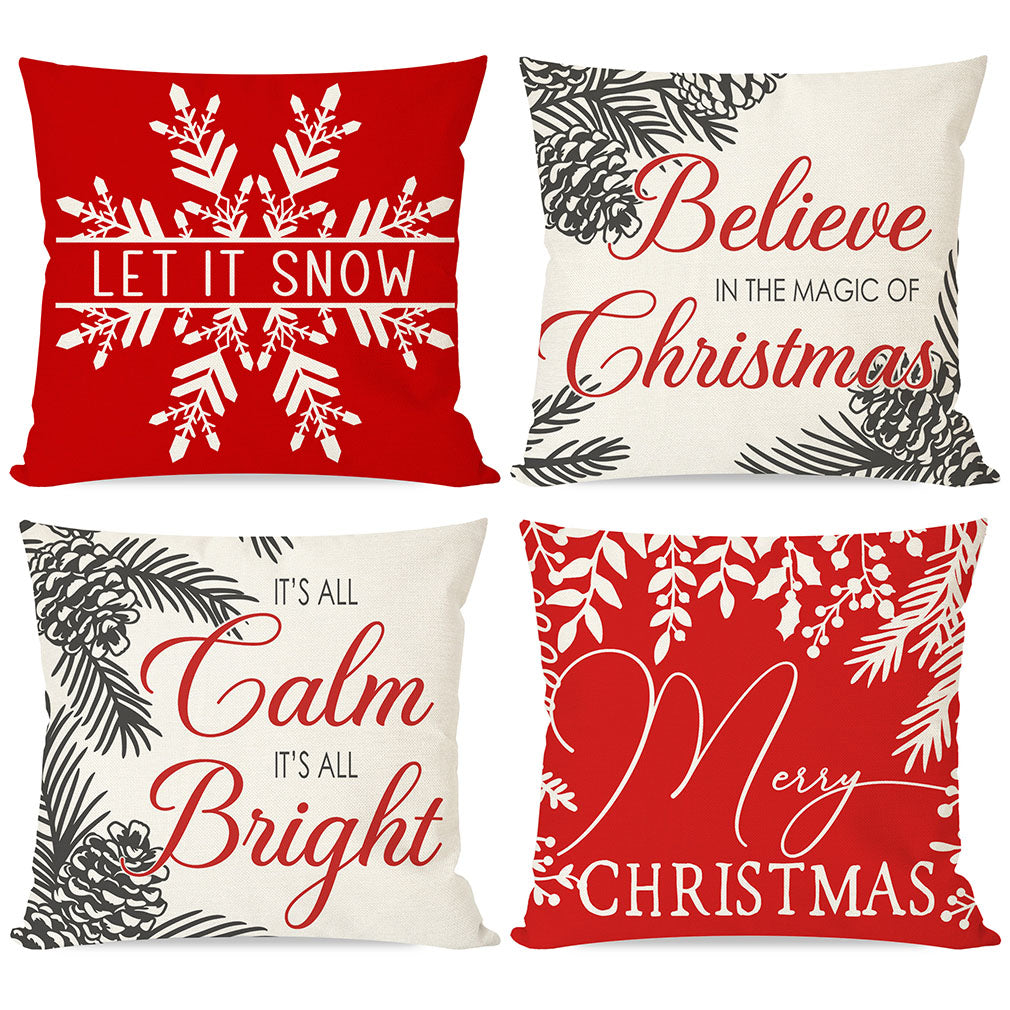 PANDICORN Modern Christmas Pillow Covers 18x18 Set of 4 Christmas Pillows Decorative Throw Pillows Cases