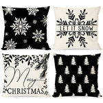 PANDICORN Modern Farmhouse Christmas Pillow Covers 18x18 Set of 4 Black Christmas Pillows Decorative Throw Pillows Cases Snowflake Christmas Tree Decorations