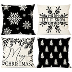 PANDICORN Christmas Pillow Covers 18x18 Set of 4 Black White Snowflake Christmas Tree Modern Farmhouse Christmas Decorations Indoor Winter Holiday Decorative Cushion Case for Home Bedroom Couch Decor