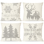PANDICORN Christmas Pillow Covers 18x18 Set of 4 Christmas Tree Reindeer Snowflake Christmas Decorations
