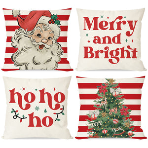 PANDICORN Red Christmas Throw Pillow Covers Santa Claus Christmas Tree