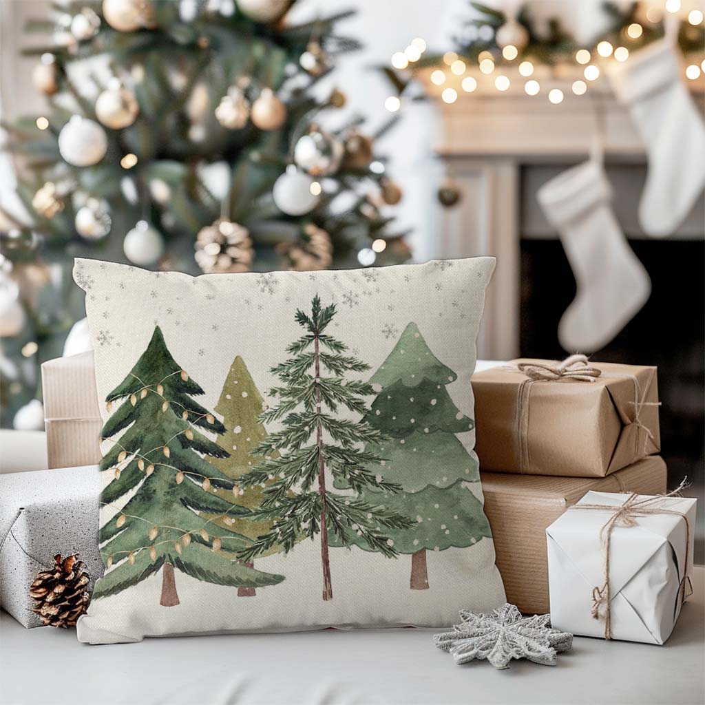 Christmas Tree Pillow Covers 18x18 Inch Set of 2 Farmhouse Christmas Decor Winter Holiday Decorative Throw Pillow Cases Xmas Party Decorations Outdoor for Front Porch Home Room Sofa Couch