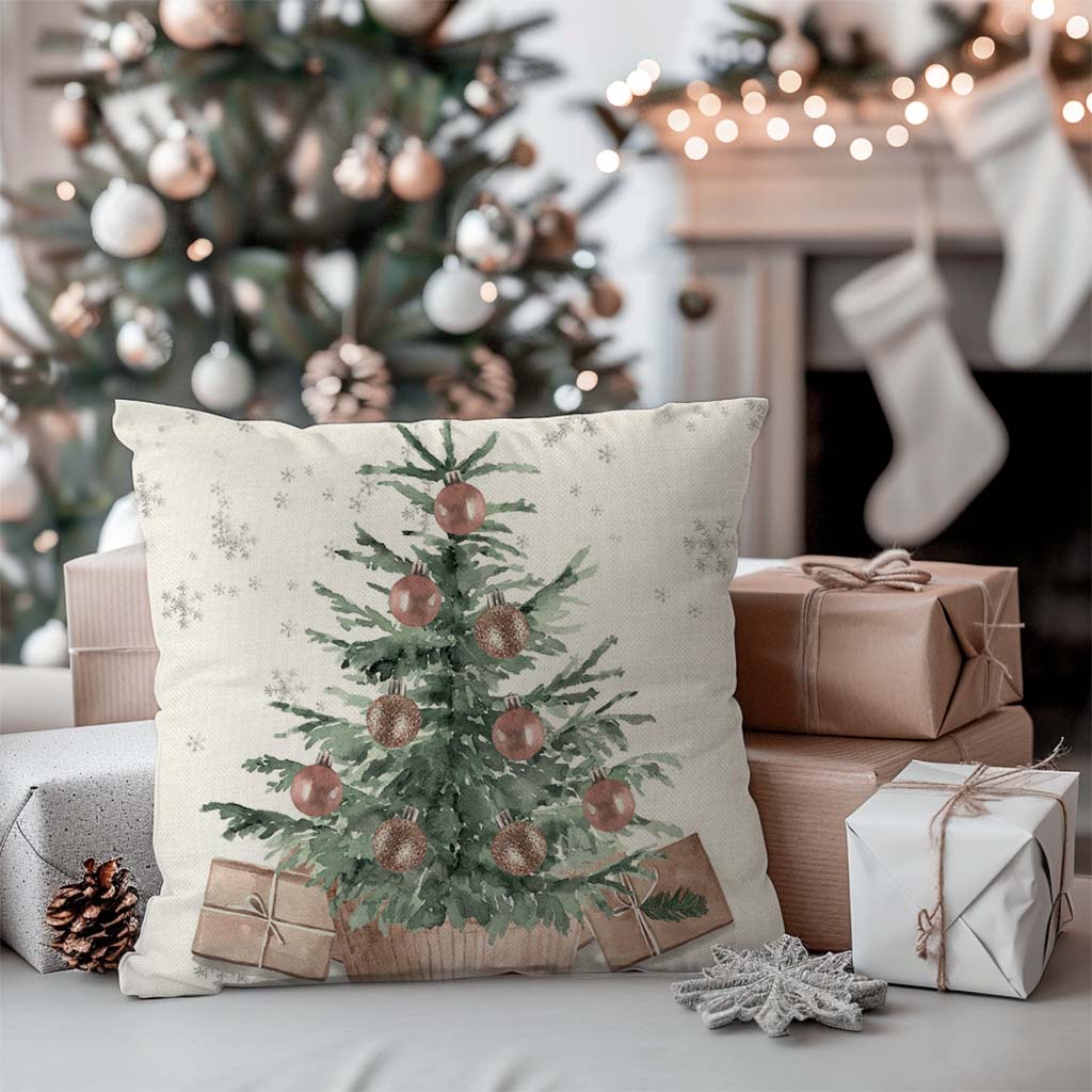 Christmas Pillow Covers 18x18 Set of 4 Christmas Tree Gloves Neutral Christmas Decor Outdoor Xmas Winter Holiday Beige Decorative Throw Pillow Case Home Decorations for Living Room Couch