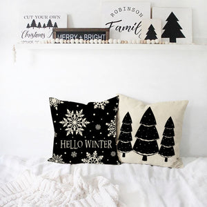 Christmas Pillow Covers 18x18 Set of 4 Nutcracker Snowflake Christmas Tree Black and White Modern Farmhouse Decor Winter Holiday Decorative Throw Pillow Case Decorations for Home Couch