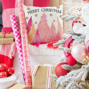 PANDICORN Pink Christmas Pillow Covers 18x18 Set of 4, Farmhouse Christmas Tree Santa Nutcracker Sleigh