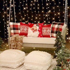 PANDICORN Vintage Christmas Pillow Covers 18x18 Set of 4 Santa Claus Snowman Farmhouse Christmas Decorations Red Christmas Pillows