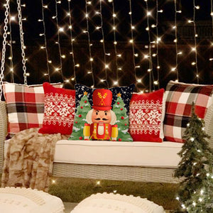 PANDICORN Christmas Pillow Covers 18x18 Set of 4 Nutcracker Christmas Tree Decorations