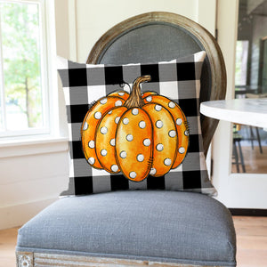 PANDICORN Black Buffalo Check Fall Pillow Covers 18x18 Set of 2  Polka Dot Hello Pumpkin Outdoor