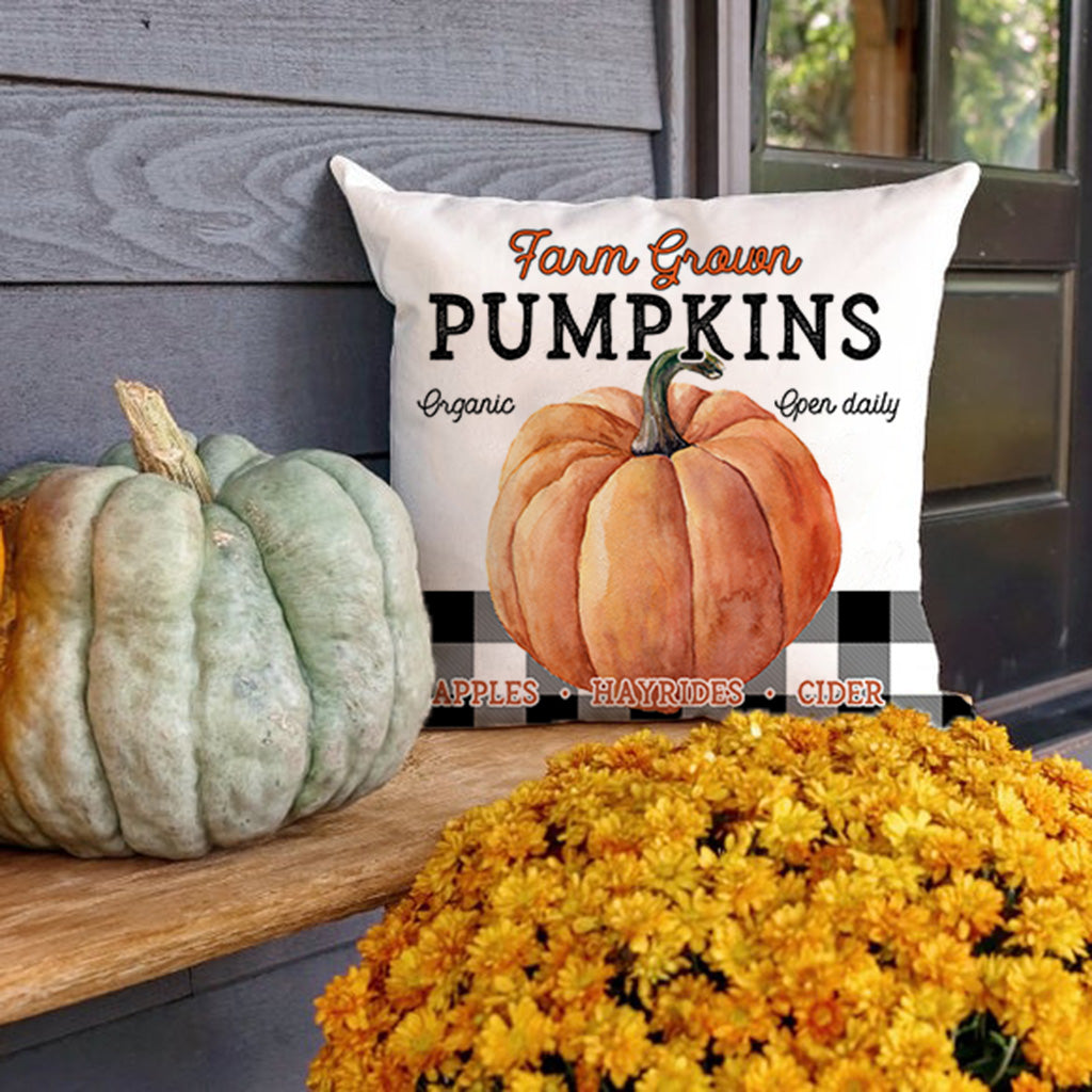 PANDICORN Black Buffalo Plaid Fall Pillow Covers 18x18 Set of 4 Pumpkin Patch Leaves Floral Fall Decor Outdoor