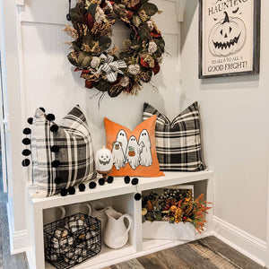 PANDICORN Halloween Pillow Covers 18x18 Set of 4 Black Cat Skeleton Dog Ghost