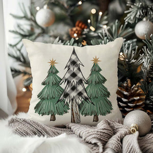 Christmas Pillow Covers 18x18 Inch Set of 2 Green Black Buffalo Plaid Christmas Tree Decor Xmas Farmhouse Decorations Outdoor Winter Holiday Decorative Throw Pillow Cases for Home Room Couch