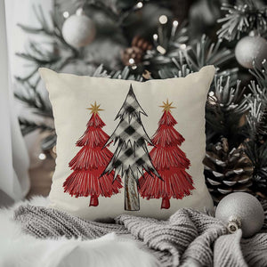 Christmas Pillow Covers 18x18 Inch Set of 2 Black Buffalo Check Red Christmas Tree Decorations Indoor Farmhouse Xmas Winter Holiday Decorative Throw Pillow Cases for Bedroom Couch Home Decor