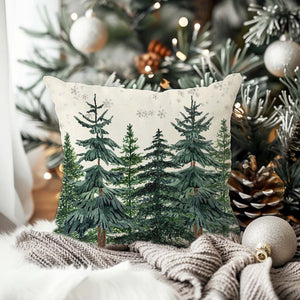 hristmas Pillow Covers 18x18 Inch Set of 2 Green Christmas Tree Forest Outdoor Farmhouse Christmas Decorations Xmas Winter Holiday Rustic Decorative Throw Pillow Cases for Couch Home Decor