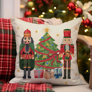 Christmas Pillow Covers 18x18 Set of 4 Nutcracker Christmas Decor Red and Green Xmas Party Decorations Outdoor Winter Holiday Throw Pillows Cases for Home Bedroom Sofa Couch Porch