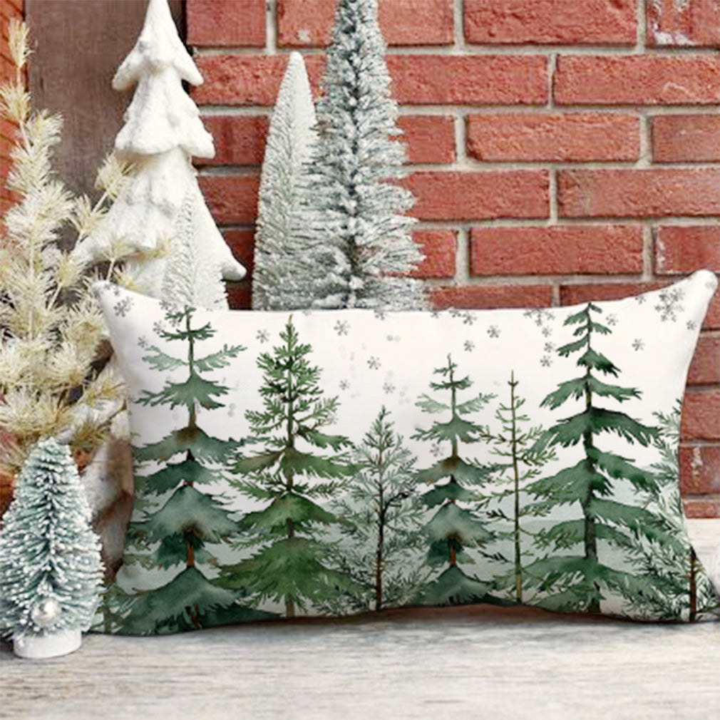 Christmas Tree Pillow Covers 12x20 Inch Farmhouse Forest Green Christmas Decorations Rustic Christmas Lumbar Pillows Decorative Throw Pillows Cases Winter Holiday Decor for Home Couch