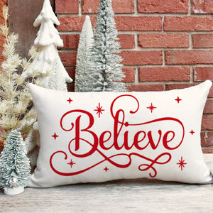 Christmas Pillow Covers 12x20 Inch Believe Farmhouse Christmas Decorations Christmas Lumbar Pillows Decorative Throw Pillows Cases Winter Holiday Decor for Home Couch Living Room