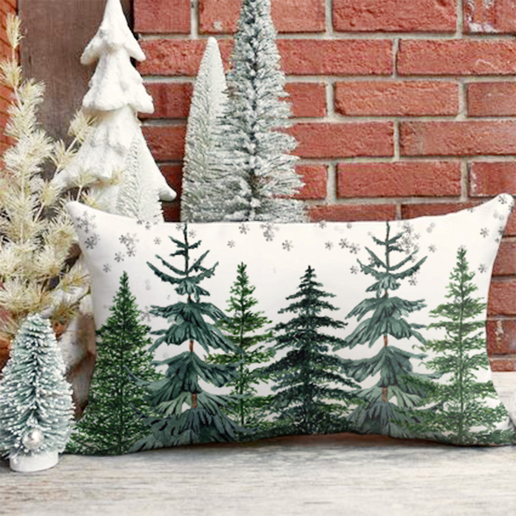 Farmhouse Christmas Tree Pillow Covers 12x20 Inch Rustic Forest Green Christmas Decorations Lumbar Christmas Pillows Christmas Throw Pillows Cases Winter Holiday Decor for Home Couch