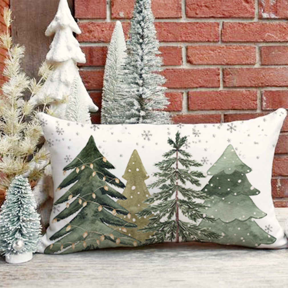 Christmas Pillow Covers 12x20 Modern Farmhouse Green Christmas Tree Decorations Christmas Lumbar Pillows Decorative Throw Pillows Cases Winter Holiday Decor for Home Couch Living Room