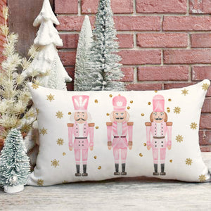 Pink Nutcracker Christmas Pillow Covers 12x20 Modern Farmhouse Christmas Decorations Christmas Lumbar Pillows Decorative Throw Pillows Cases Winter Holiday Decor for Couch Living Room