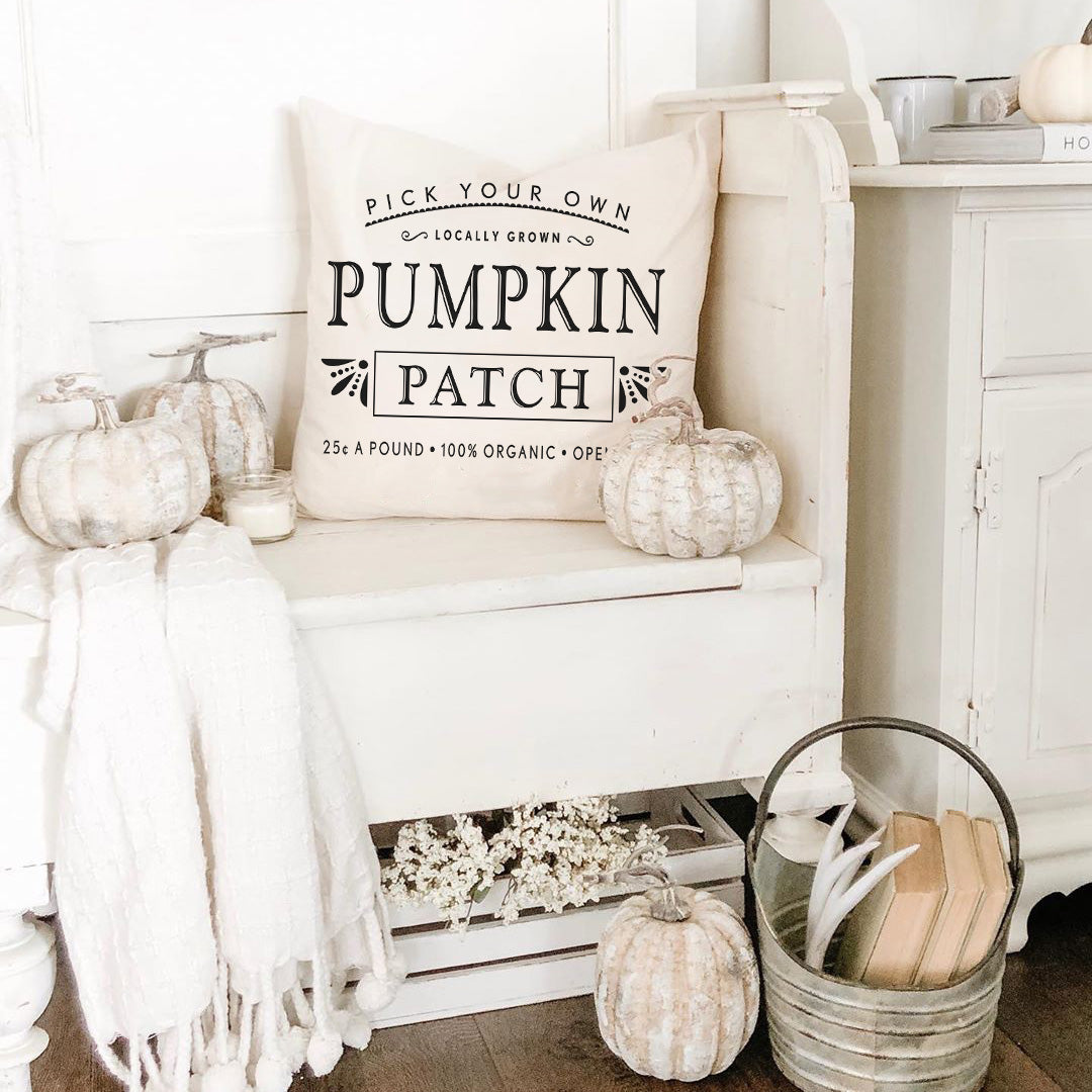 PANDICORN Fall Pillow Covers 18x18 Set of 4 Pumpkin Patch Truck Blue Pumpkin Outdoor