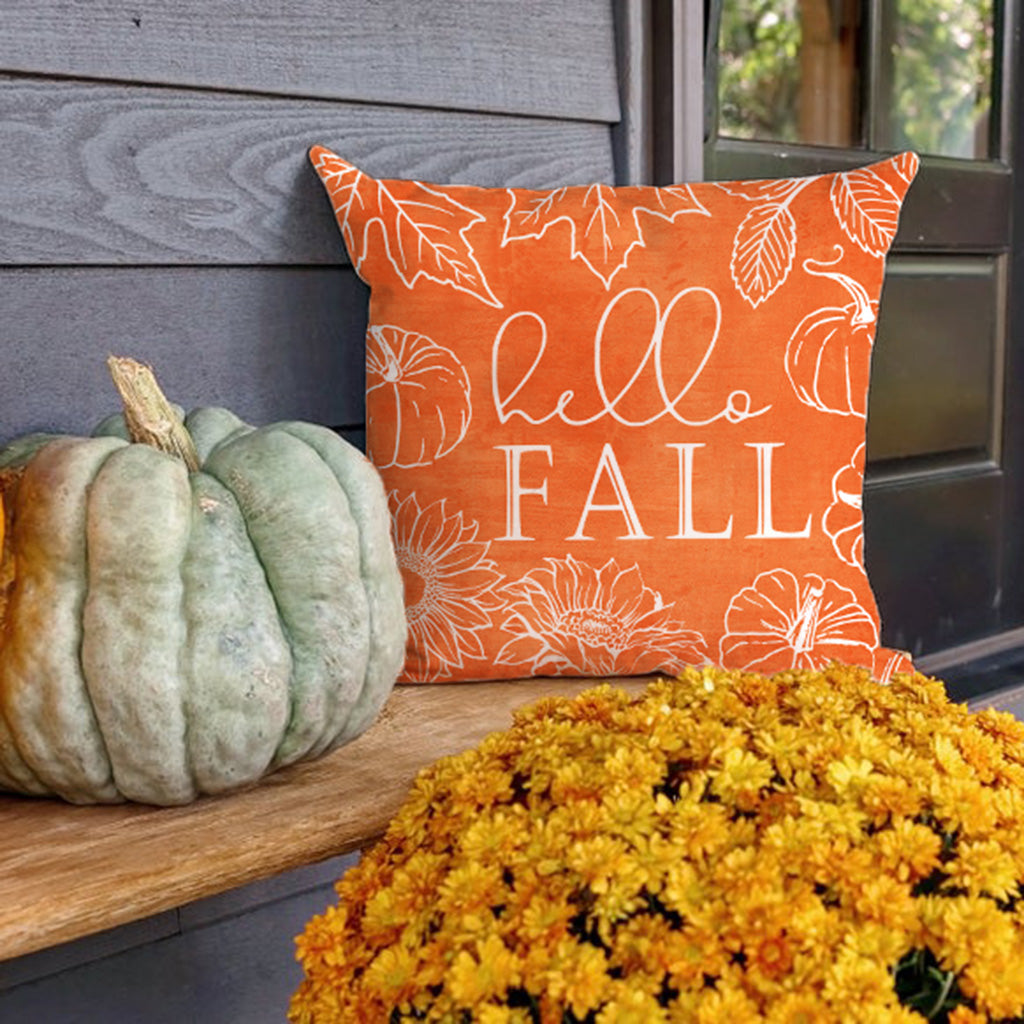 PANDICORN Fall Pillow Covers 18x18 Set of 4 Hello Pumpkin Leaves Fall Decor Outdoor