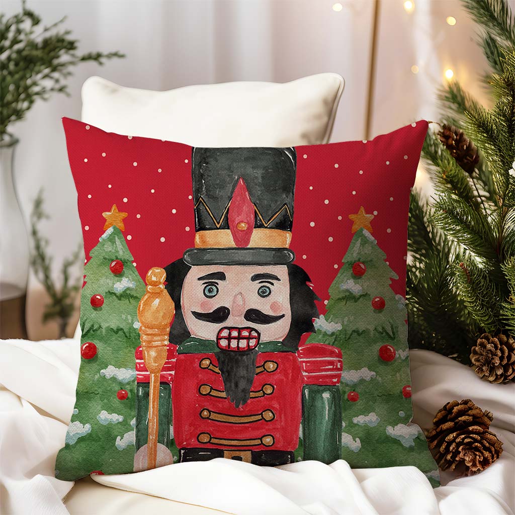 Christmas Pillow Covers 18x18 Set of 4 Nutcracker Christmas Decor Red and Green Xmas Party Decorations Outdoor Winter Holiday Throw Pillows Cases for Home Bedroom Sofa Couch Porch