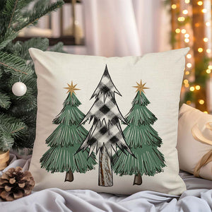 Christmas Pillow Covers 18x18 Inch Set of 2 Green Black Buffalo Plaid Christmas Tree Decor Xmas Farmhouse Decorations Outdoor Winter Holiday Decorative Throw Pillow Cases for Home Room Couch