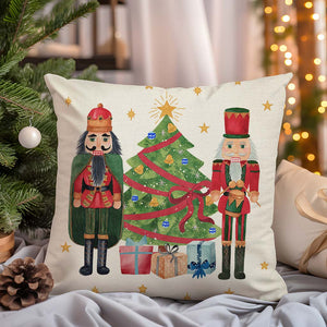 Christmas Pillow Covers 18x18 Set of 4 Nutcracker Christmas Decor Red and Green Xmas Party Decorations Outdoor Winter Holiday Throw Pillows Cases for Home Bedroom Sofa Couch Porch