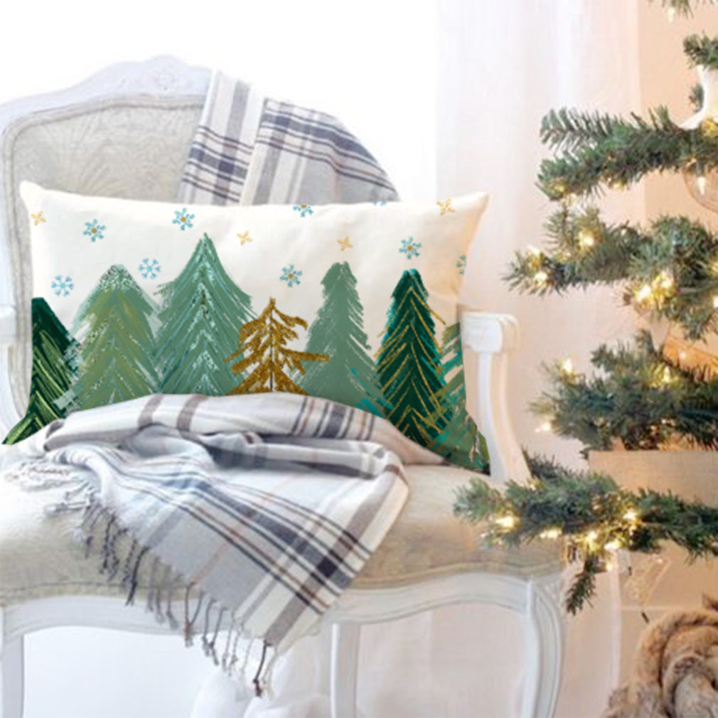 Christmas Tree Pillow Covers 12x20 Inch Modern Farmhouse Christmas Decorations Xmas Winter Holiday Decor Lumbar Pillows Decorative Throw Pillows Cases for Home Sofa Couch Living Room