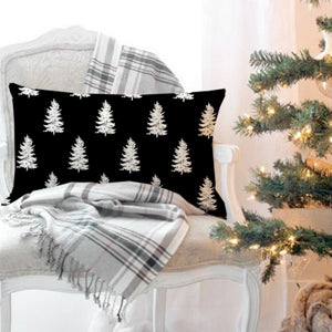 Black Christmas Pillow Cover 12x20 Modern Farmhouse Christmas Tree Decorations Lumbar Christmas Pillows Christmas Throw Pillows Cases Cushion Covers Winter Holiday Decor for Home Couch