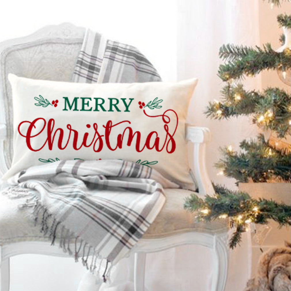 Merry Christmas Pillow Covers 12x20 Inch Farmhouse Christmas Decorations Lumbar Christmas Pillows Christmas Decorative Throw Pillows Cases Winter Holiday Decor for Sofa Couch Living Room