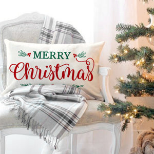 Merry Christmas Pillow Covers 12x20 Inch Farmhouse Christmas Decorations Lumbar Christmas Pillows Christmas Decorative Throw Pillows Cases Winter Holiday Decor for Sofa Couch Living Room