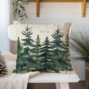 hristmas Pillow Covers 18x18 Inch Set of 2 Green Christmas Tree Forest Outdoor Farmhouse Christmas Decorations Xmas Winter Holiday Rustic Decorative Throw Pillow Cases for Couch Home Decor