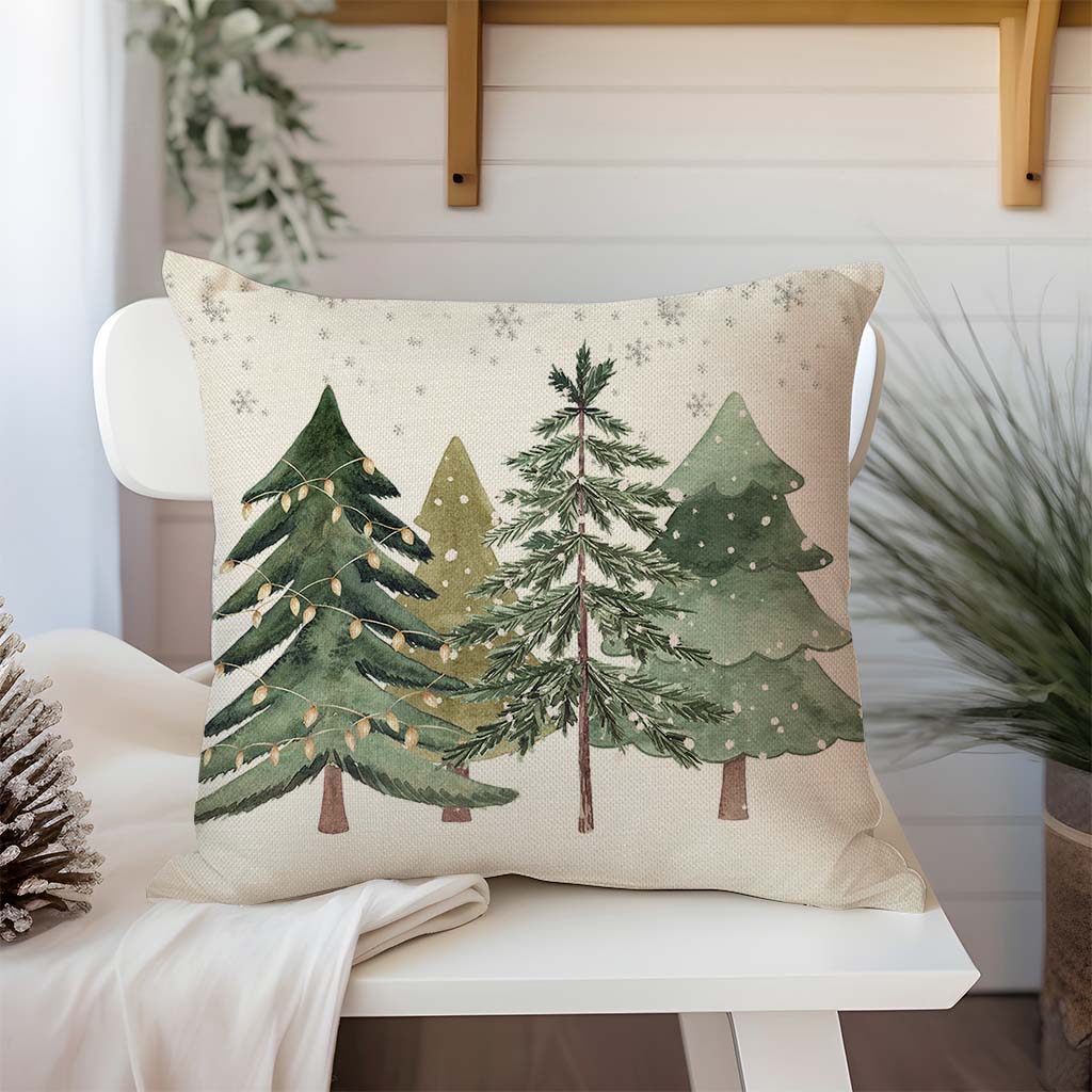 Christmas Tree Pillow Covers 18x18 Inch Set of 2 Farmhouse Christmas Decor Winter Holiday Decorative Throw Pillow Cases Xmas Party Decorations Outdoor for Front Porch Home Room Sofa Couch