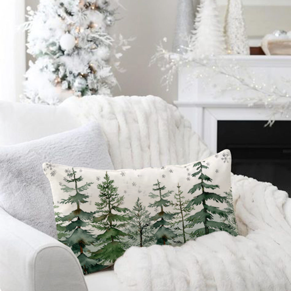 Christmas Tree Pillow Covers 12x20 Inch Farmhouse Forest Green Christmas Decorations Rustic Christmas Lumbar Pillows Decorative Throw Pillows Cases Winter Holiday Decor for Home Couch