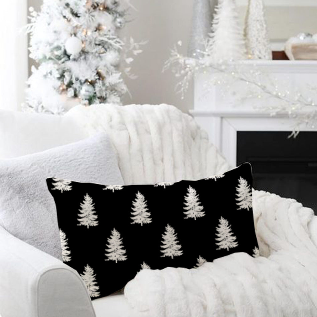 Black Christmas Pillow Cover 12x20 Modern Farmhouse Christmas Tree Decorations Lumbar Christmas Pillows Christmas Throw Pillows Cases Cushion Covers Winter Holiday Decor for Home Couch