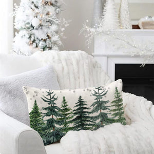 Farmhouse Christmas Tree Pillow Covers 12x20 Inch Rustic Forest Green Christmas Decorations Lumbar Christmas Pillows Christmas Throw Pillows Cases Winter Holiday Decor for Home Couch