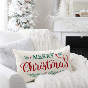 Merry Christmas Pillow Covers 12x20 Inch Farmhouse Christmas Decorations Lumbar Christmas Pillows Christmas Decorative Throw Pillows Cases Winter Holiday Decor for Sofa Couch Living Room