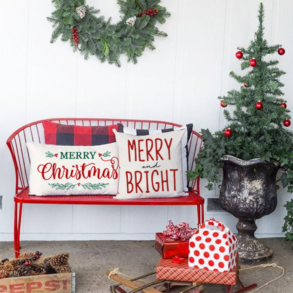 Merry Christmas Pillow Covers 12x20 Inch Farmhouse Christmas Decorations Lumbar Christmas Pillows Christmas Decorative Throw Pillows Cases Winter Holiday Decor for Sofa Couch Living Room