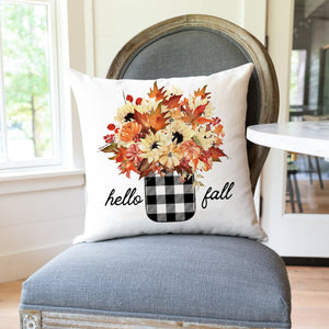 PANDICORN Black Buffalo Plaid Fall Pillow Covers 18x18 Set of 4 Pumpkin Patch Leaves Floral Fall Decor Outdoor